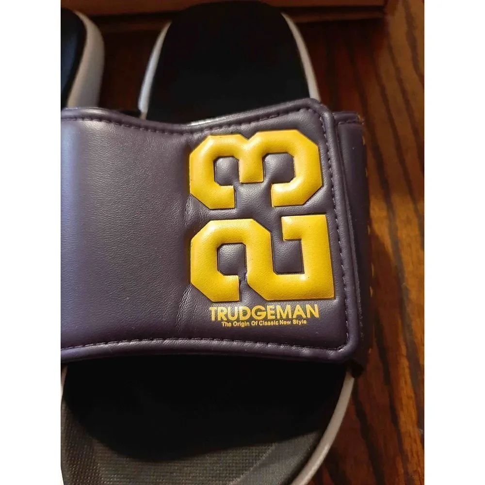 New Size 7.5 Trudgeman #23 Jordan Slides Casual Shoes Shower Shoes Purple Yellow
